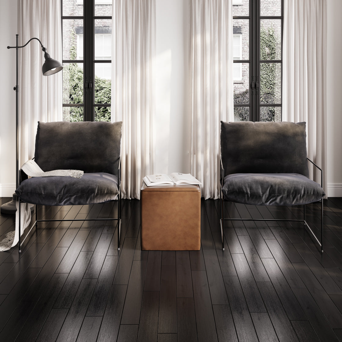 Bronx Tan Brown Faux Leather Cube Side Table